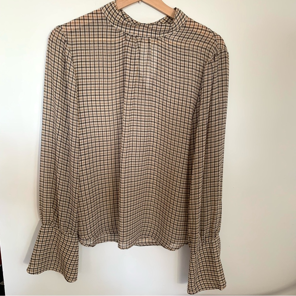 Plaid Long Sleeve Blouse